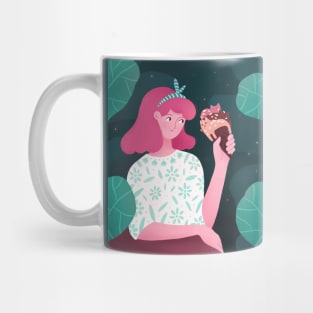 Cute girl with ice cream plants and cats, version 4 Mug